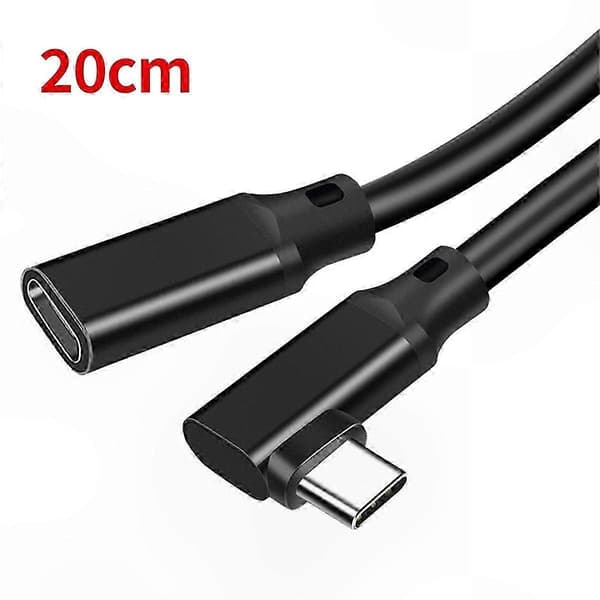 USB-C til USB 3.2 Gen2 Vinklet Adapter, 90 Graders Albueforbindelse, Strømforsyning 100W, 20CM Længde