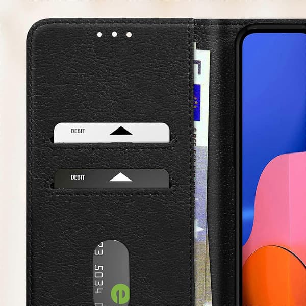 Etui til Galaxy A20s Clamshell Wallet og Videoholder, Sort