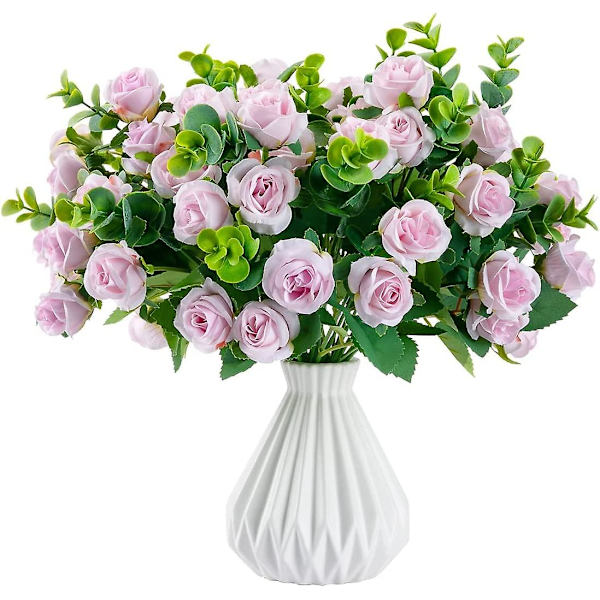 Kunstige blomster falsk silke rose til dekoration 33 hoveder blomstrende kunstig blomsterbuket med stilk til DIY vase hjem bryllupsfest 3 pak lilla