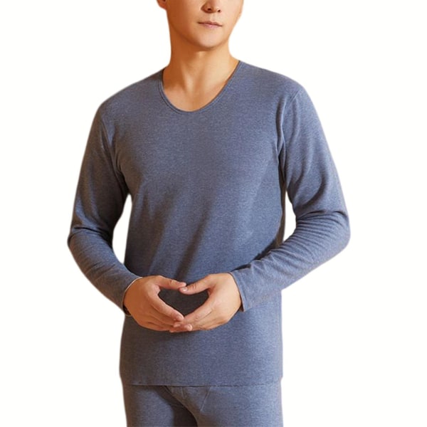 Inre Fleeces Thermal Set För Kvinnor Män Thermal Underkläder XL Blue Male