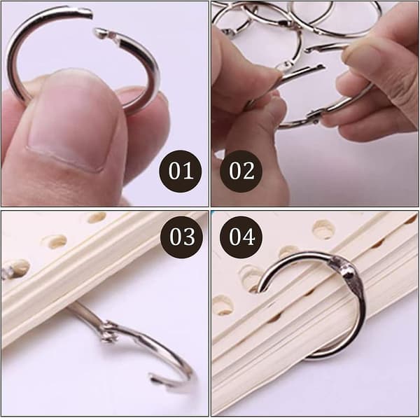 Permeringer 2,5 cm Bokringer Løse Blad Perm Ring Indekskort Ringer Flashcard Ring Metallringer For Indekskort Ideell