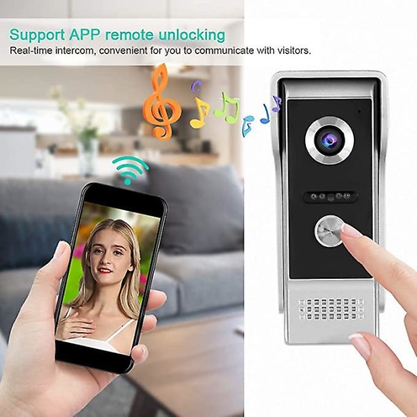 Video dörrtelefon, 9-tums wifi fjärrkontroll video intercom dörrklocka system, Ip65 vattentät nattvision kamera hemmasäkerhet access system, stöd