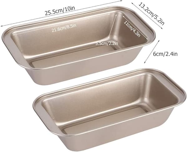 2 stk. karbonstål rektangulær brødform non-stick belegg brødform kakeform for matlaging hjemme (Gull)