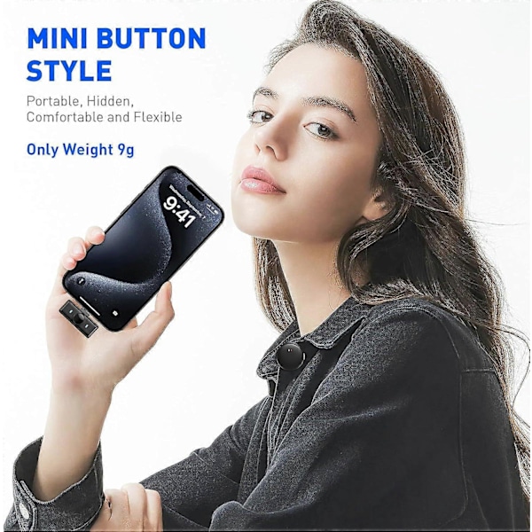 Trådlös Lavalier Mikrofon för 16 15 Pro Max Plus/Android, 2st Mini Mikrofon med Brusreducering