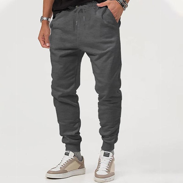 Herr Casual Byxor Höst Flerfärgad Mångsidig Lös Utomhus Sport Joggingbyxor Dark Gray XL