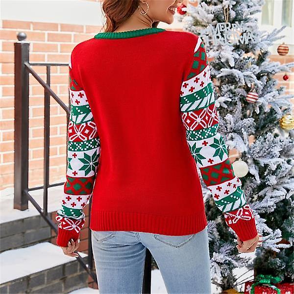 Dame Sweater Langærmet Julemønster Rund Hals Afslappet Løs Pullover Sweater style 4 L