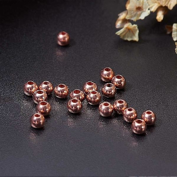 1000 stk. 3 mm Rosegull Messing Glatte Runde Avstandsperler Løse Perler for DIY Smykkefremstilling