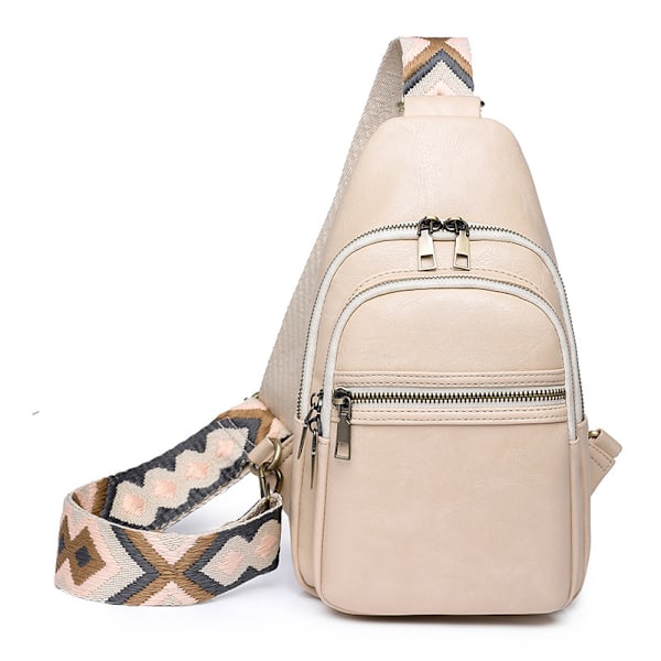 Crossbody väskor för kvinnor, trendig läderväska flera fickor midjeväska PU crossbody väskor bältesväska crossbody beige