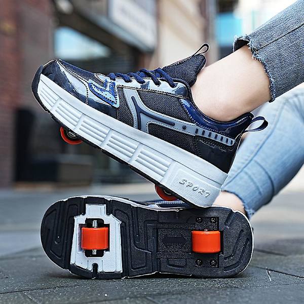 Pojkar Flickor Sneakers Dubbelhjuliga Skor Led Ljusskor 3F908 Blue EU 36