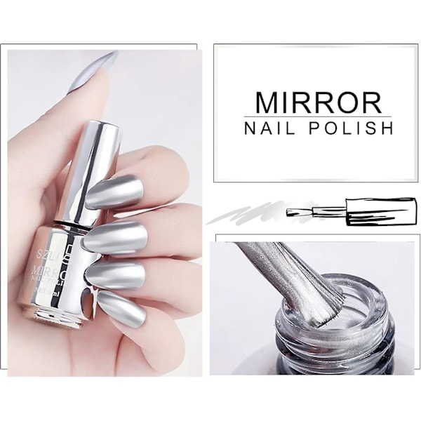 18 ml spegelnagellack, ljust färgglatt nagellack för nagelkonst, långvarigt spegeleffekt nagellim