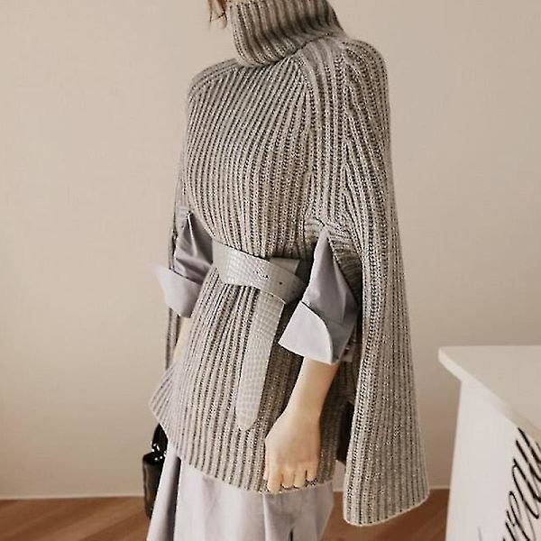 Kvinnors Modekappa Toppar Med Hög Krage Basic Daglig Stickning Tröja Cape Stil S Camel