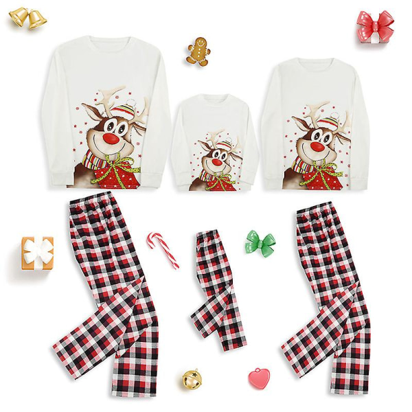 Familj Julpyjamas Matchande Set Semester Xmas Sovkläder Set Women 3XL