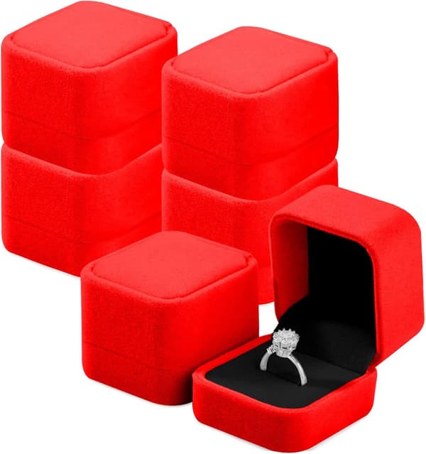 Smyckeskrin Presentförpackningar Halsband Örhänge Ring Presentask Sammetsring Ask, 6 Pack Sammet Smyckeskrin Ring Presentask Set, Singel Ring Ask Fodral Smyckesgåva