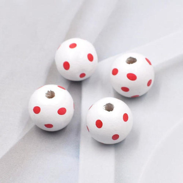 60 st DIY träpolka prickar runda pärlor boll DIY charms, 14 mm diameter, blandade färger