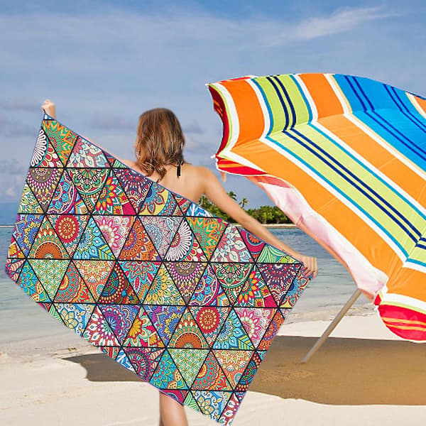 Snabbtorkande strandhandduk för resor - Extra stor 80x160 cm Överdimensionerad simning, pool, yoga, resor Pattern 2