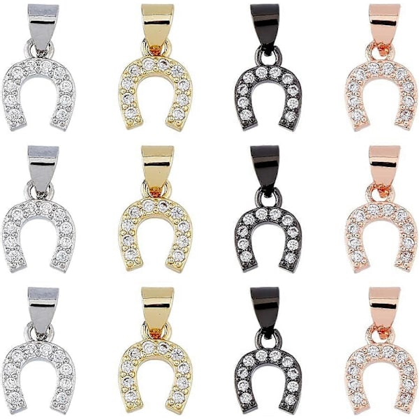 12 kpl Hevosenkenkäkorut Zirkonia Hevosenkenkäriipukset Lännen Onnenhevosenkenkäkorut Gunmetal/Kultainen/Platina/Ruusukulta Messinki Riippuvat Korut Koruihin