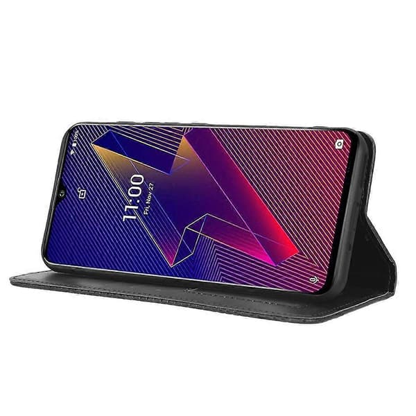 Magnetiskt spänne retro textur läder telefonfodral för Wiko Power U20 / U10 Black