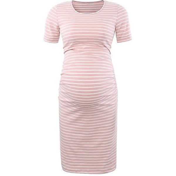 Ventekjole med rynket side, 3/4 ærmekjole, fritidstøj pink M