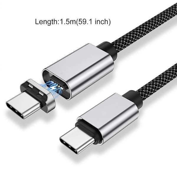 Magnetisk USB C-kabel 100W (20V/5A MAX), USB-C til USB-C-kabel, Dataoverførsel USB-opladerkabel til bærbar computer