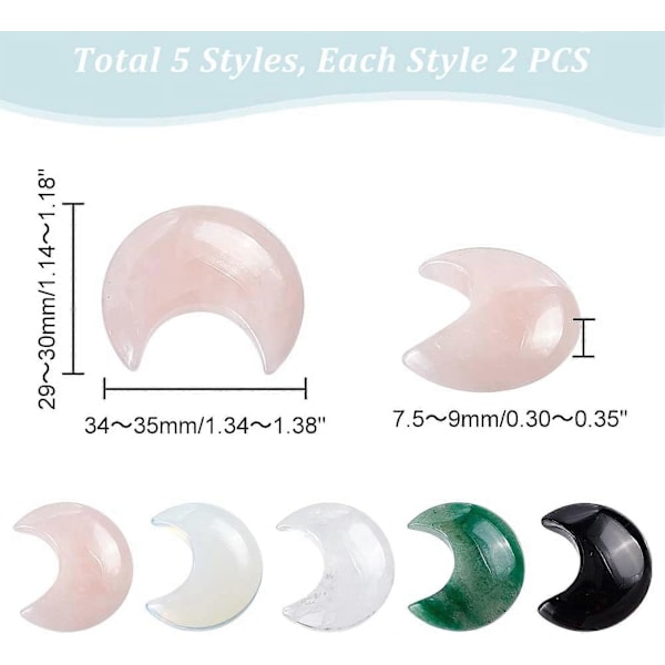 10 stk. Månesten Cabochons 5 Stilarter til DIY Håndværk Smykker