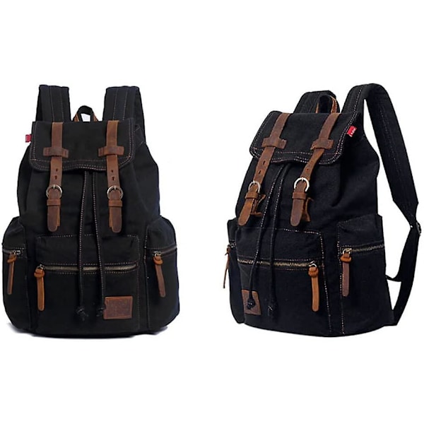 Canvas Ryggsäck Unisex Retro Casual Ryggsäck 17 Tum Laptop Daglig Ryggsäck Universitetsryggsäck Vandring Camping Resväska Kaffe