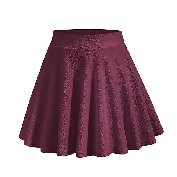 Kvinnors stretchiga utsvängda casual miniskaterkjol Red L