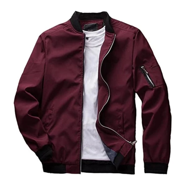 Flight Bomberjakke Mote Casual Glidelåslukking Trendy Jakker Kåpe Menn M Red