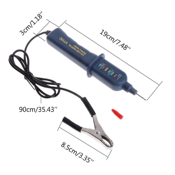 Bilbatteritester - 12 Volt - Med LED-indikator og krokodilleklemme