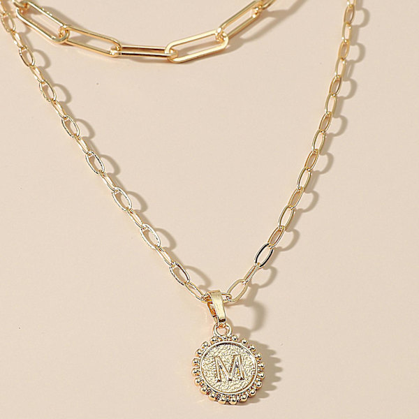 Halsband för kvinnor, 14k guldpläterad kedja halsband enkelt justerbart initialt mynthänge halsband skiktade guldkedja halsband för kvinnor smycken G