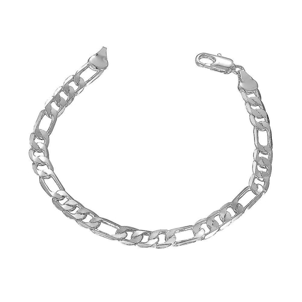 Smycken 925 Sterling Silver 6mm platt sidledes kedja armband för unisex man kvinnor present