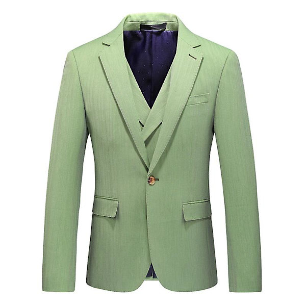 Herr 3-delars Slim Fit Kostym, En Knapp Blazer Väst Byxor Set M