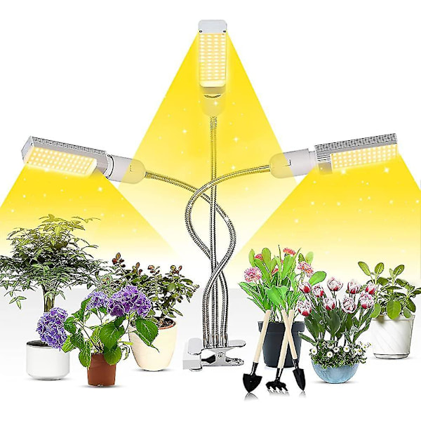 Växtväxtlampa Full Spectrum, 3 Huvud Led Växtlampa, 3h / 6h / 12h Timer Slumpmässig Färg