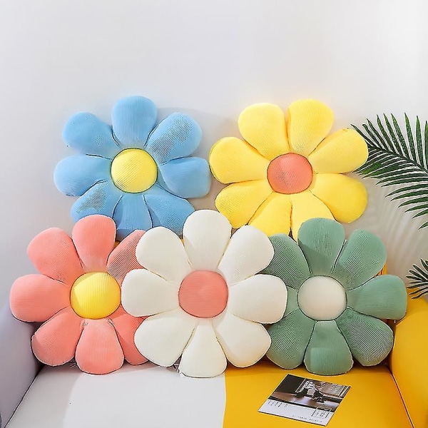 Blomster Plys Pyntepude Blød Plante Tegneserie Stol Pude Stue Soveværelse Hjem Dekorativ Puder Sofa Puder Fødselsdagsgaver Ns2 White 70x70 cm