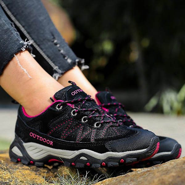 Damvandringsskor Lågskor Sneakers För Utomhusspårning Vandring Promenader 3D6136 BlackRed EU 38