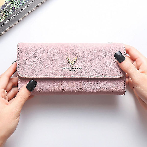 Swdvogan Ny Damepung Koreansk Mode Frosted Clutch Lang Hjorte Lynlås Hasp Red