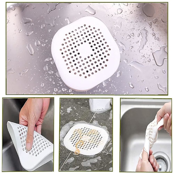 2 st silikonavloppsskydd, köksavloppsfilter med sugkopp, badkarsavloppsfilter, köks- och badrumsavloppsfilter.