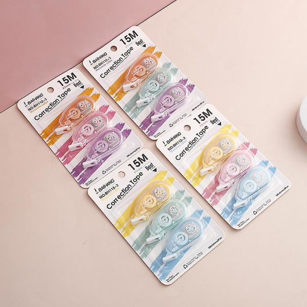 3 st korrigeringstejp för kontorsmaterial och brevpapper Överraskningsfärg 3 Colors Random