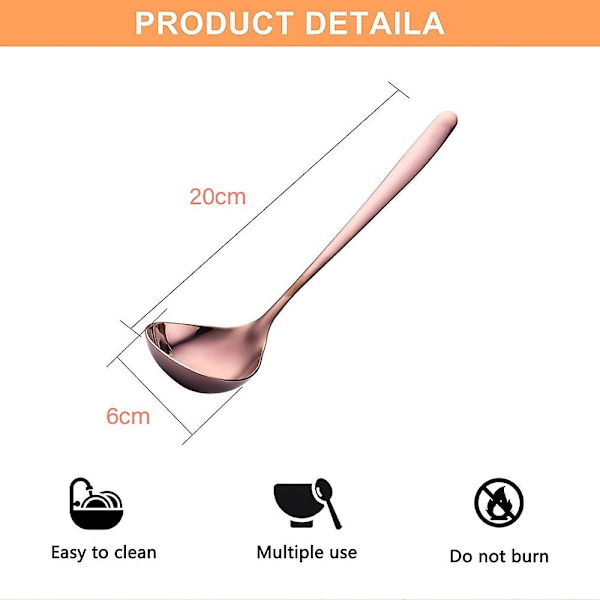 Syvät nuudelikeitlusikat ruostumattomasta teräksestä, hopeiset suuret keittolusikat, suuri tarjoilulusikka, keittiövälineet Rose Gold