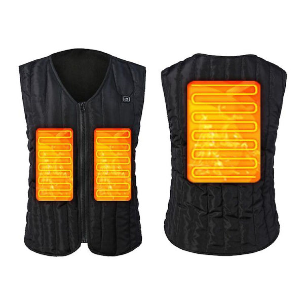 Oppvarmet vest for kvinner med 3 varmesoner, elektrisk varmevest for fotturer Black L