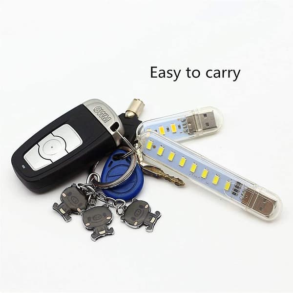 5 stk Mini Bærbar USB Nattlys DC 5V 3LED (Varm Hvit, 3LED) [Energiklasse A+]