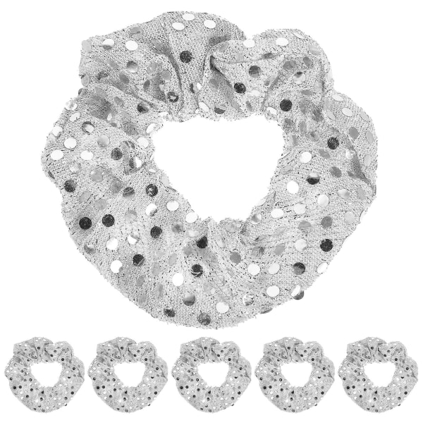 5 st Scrunchies Flickor Bomullshårband Elastiska Bobbles Jul Hår Scrunchies Grils Paljetter Scrunchies Hår Sliver 10X10cm