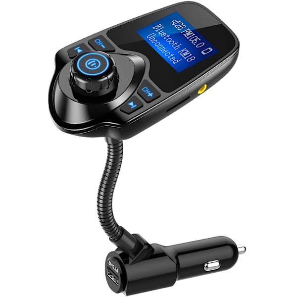 Trådlös Bluetooth FM-sändare för bilradioadapter Bilsats med 1,44-tums display Stödjer Tf/sd-kort och USB-billaddare för alla smartphones Ljud P
