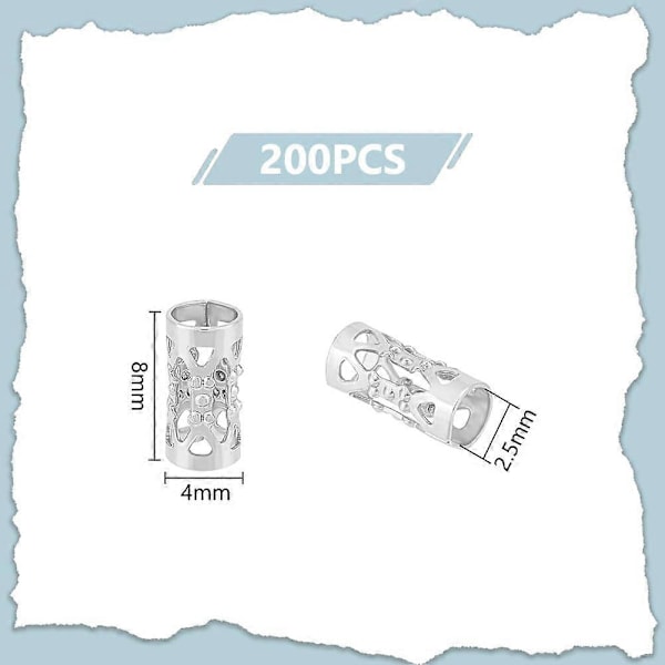 200 stk. 304 Rustfritt Stål Rørperler Lange Hule Søyle Slide Koblingsperler for Europeisk Sjarm Metall Hule Spacerperler for DIY Håndverk Smykker Maki