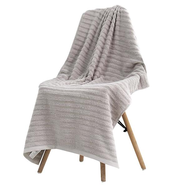 Premium Badehåndkle Sett i Bomull - Tykke og Absorberende, Ribbestrikkede 3-dels Badehåndklær, 70*140cm, (grå) Gray