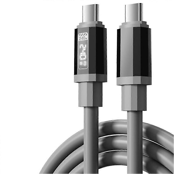 Silikon Digital Display Kabel Type C Til Type C Hurtigladekabler Gray