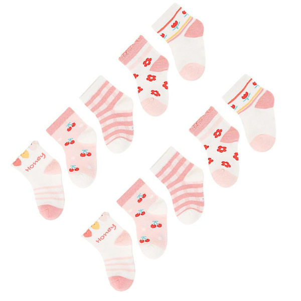 5 Paria Lasten Sukkia Puuvillasukat Hengittävät Verkkosukat Suloiset Lasten Sukat Pink 13X7X1.5CM