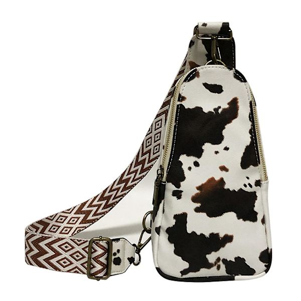 Dam PU Läder Slungväska Bärbar Retro Crossbody Väska Vintage Dragkedja Bröstväska Cows