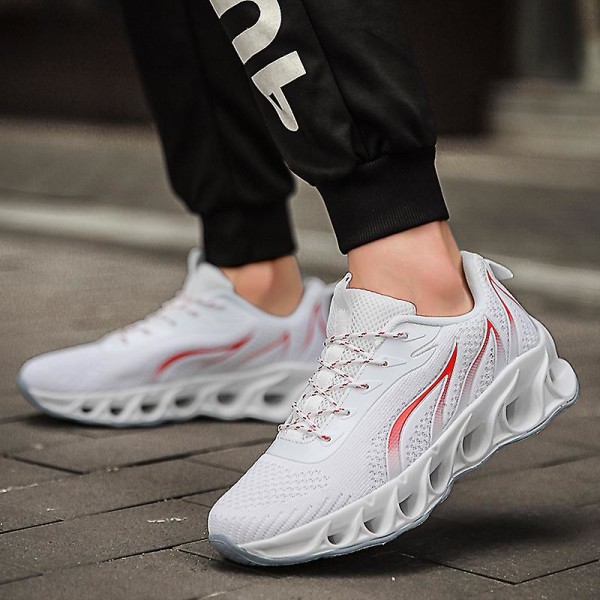 Herresko Flyvende Vævet Fritidssko Åndbare Sneakers Sportssko 8818 White EU 39