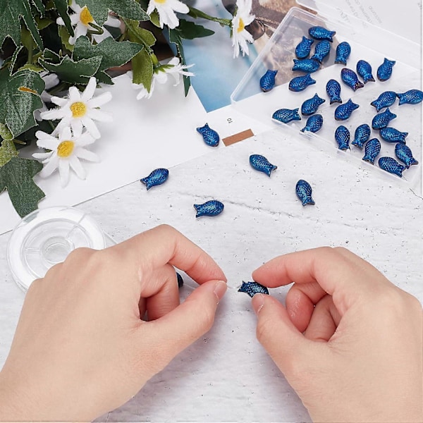 1 Ask 100 st Fiskarpärlor Bulk Glas Fiskarpärla Charm Sommar Hav Ocean Djur Distanspärlor Dubbelsidiga Små Fiskar Lösa Pärlor för Smyckestillverkning Pärlning