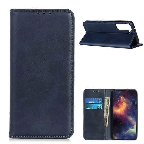 Auto-absorberende Split Læder Cover Kompatibelt til Samsung Galaxy S21 5G Blue